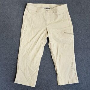Eddie Bauer Pants Womens 8 Beige Capri Stretch Nylon Outdoor Hiking Pockets